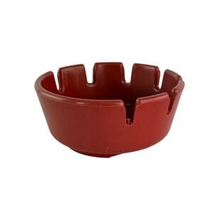 Vintage Red Melamine Ashtray 4” Made in USA, 7 Rests Melmac MCM